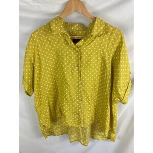 Rachel Roy Linen Polka Dot Shirt Size XL